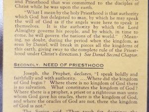 1929 ~ East Jordan Stake of Zion ~ Ward Teachers’ Leaflet ~ Priesthood