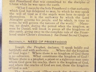 1929 ~ East Jordan Stake of Zion ~ Ward Teachers' Leaflet ~ Priesthood