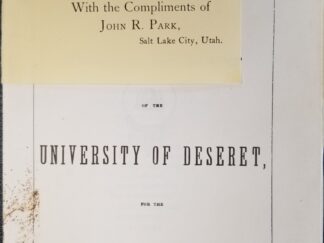 Circular of the Academical Department of the University of Deseret for the Year 1878-1879 ~ 16 pages! Fantastic Condition!