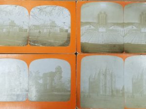 4 Utah / Mormon Stereoview Cards ~ Beehive House, Gardo House, Salt Lake Temple, Salt Lake Tabernacle ~ C. W. Carter