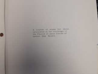Investigator’s Manual: A Course of Study for Those Interested in the Teachings of the Church of Jesus Christ of Latter-day Saints