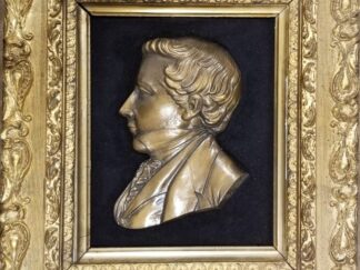 1871 ~ by Lence ~ Framed Silhouette Plaster Bust ~ Painted Gold and Framed