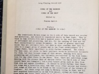 Songs of the Mormons and Songs of the West ~ Edited by Duncan Emrich