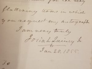 1885 ~ Figures of the Past ~ Josiah Quincy ~ With Signed Note by Josiah Quincy