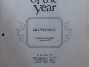 1970 – Speeches of the Year: Lest We Forget – Gordon B. Hinckley