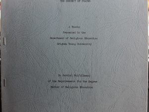The Book of Mormon As An Instrument In Teaching The Concept of Prayer (1963) ~ by John H. Mabey