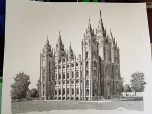 1978 ~ Large Print of “The Salt Lake Temple” ~ #1 of 1,000 ~ James E. Coyle ~ Measures 25″ x 30″