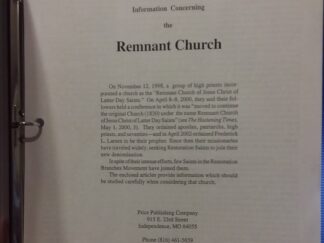 1999 - Information Concerning the Remnant Church - Remnant Church of Jesus Christ of Latter-Day Saints