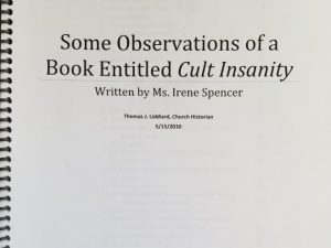 Some Observations of a Book Entitled Cult Insanity ~ Office of the Church Historian, Church of the Firstborn of the Fulness of Times