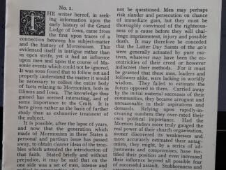 Masonry and Mormonism ~ by Jos. E. Morcombe