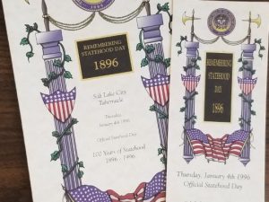 Remembering Statehood Day 1896 ~ Salt Lake Tabernacle, January 4th, 1996 – 100 Years of Statehood 1896-1996 ~ 2 Items ~ Utah