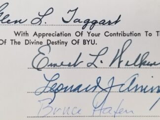 Book Signed by Glen L. Taggart, Ernest L. Wilkinson, Leonard J. Arrington, and Bruce Hafen – BYU First 100 Years, Volume Four