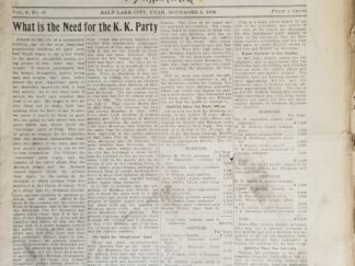 1904 - Truth Magazine - Salt Lake City, Utah, November 5, 1904, Vol.4, No.18. - 16 Pages (Mailed to the University of Utah)