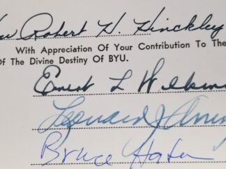 Book Signed by Ernest L. Wilkinson, Leonard J. Arrington, Bruce Hafen, and Robert H. Hinckley ~ BYU, First Hundred Years Vol.4.