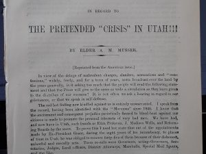 Malicious Slanders Refuted!!!: A Few Plain Facts Plainly Spoken in Regard to The Pretended “Crisis” in Utah!!! ~ by Elder A. M. Musser