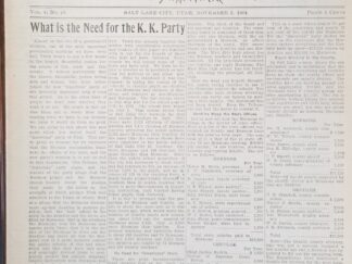 Truth Newspaper - Salt Lake City, Utah, November 6, 1904 - Vol. 4, No. 18 - Fantastic Condition!