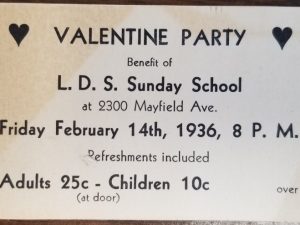1936 ~ Little LDS Card – Valentine Party