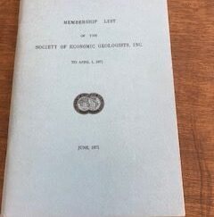 1971- Membership List of the society of economic Geologists, INC