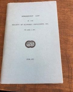 1971- Membership List of the society of economic Geologists, INC