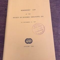 1968- Membership list of the society of economic geologists, Inc