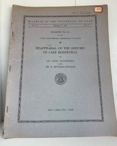1953- Reappraisal of the history of Lake Bonneville- Dr. Vasyl Gvosdetsky and Dr. H Bowman Hawkes