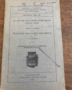 1913- Oil and Gas Near Green River, Grand County, Utah- Charles T. Lupan