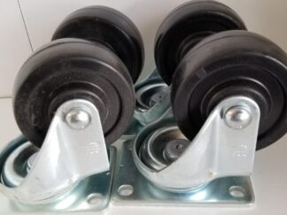 4 Wheels — 3″x1 1/4″ — Metal/Rubber — As Pictured — Each Wheel weighs almost 2 pounds! (1 lb 12 oz.)