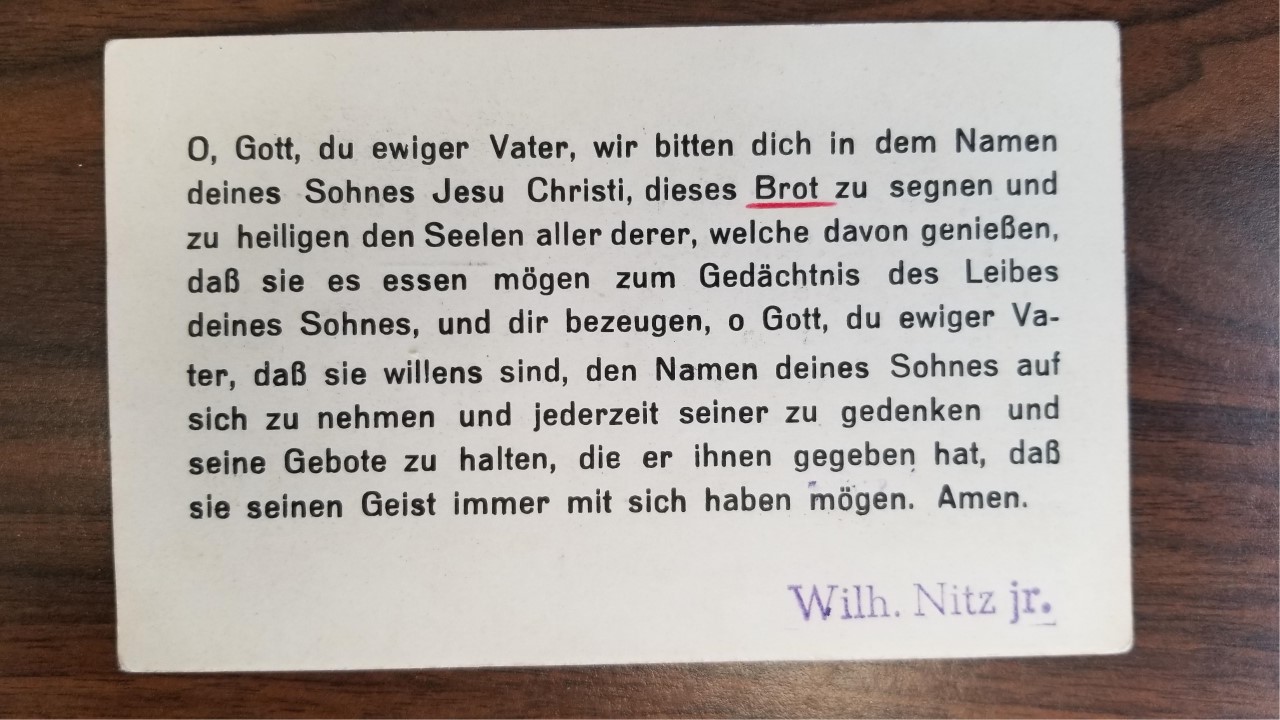 LDS Sacrament Card in German