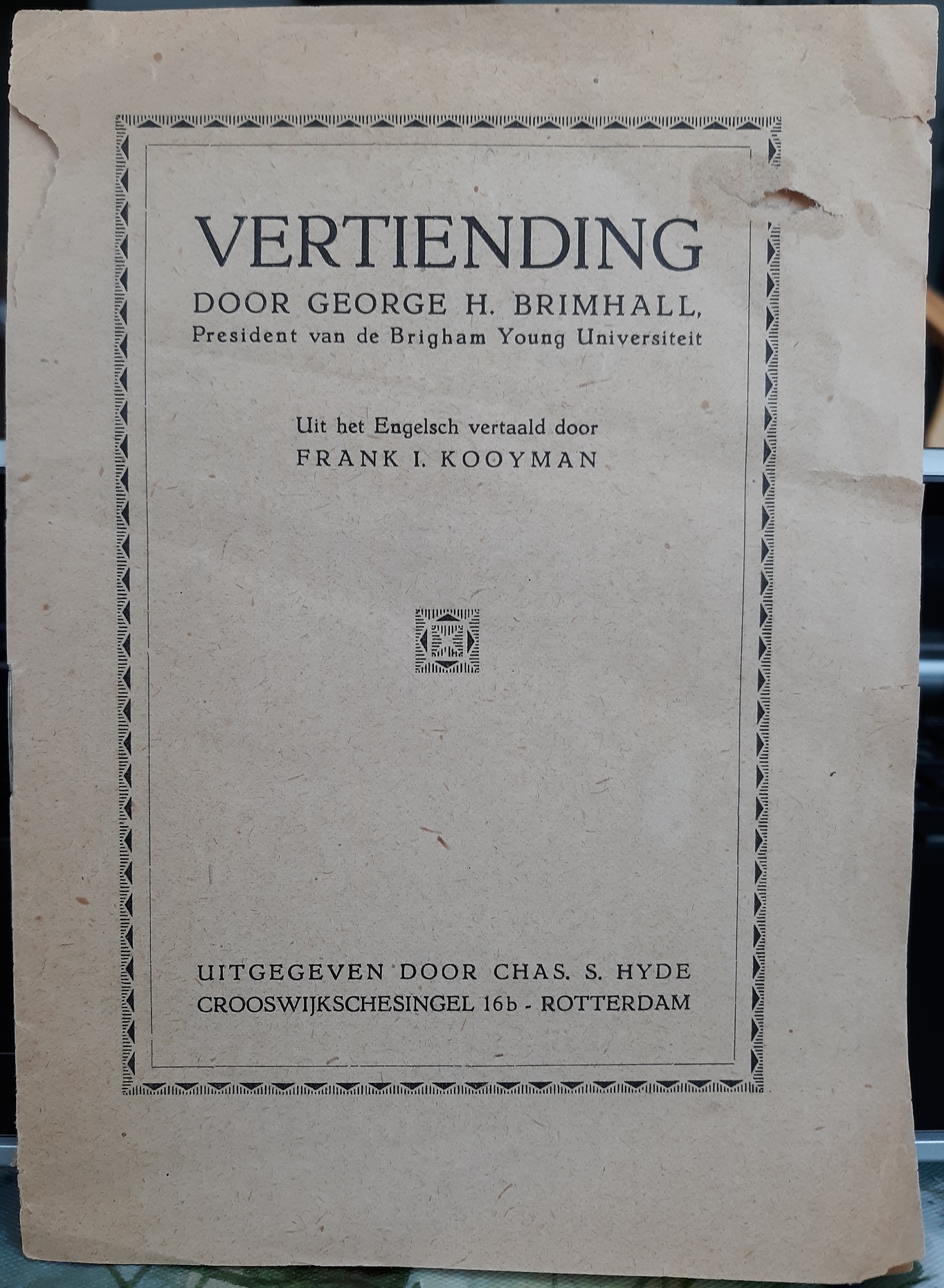 Vertiending ~ By George H. Brimhall, and Translated from the English by Frank I. Kooyman