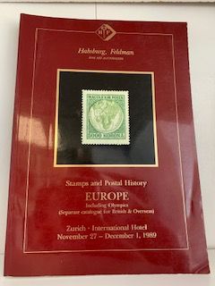 1989- Habsburg Feldman: Stamps and Postal History Europe Zurich  international Hotel November 27- December 1, 1989- David Feldman – Eborn  Books