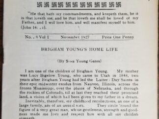 1927 – The Messenger – No.8, Vol. 1. – Monthly Organ of the Latter-Day Saints Sunday School Newcastle District