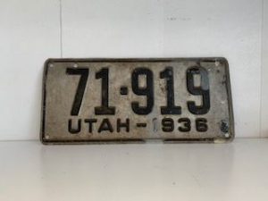 1936- Old Utah License Plate