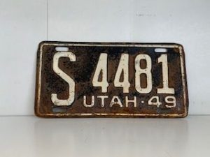 1949- Old Utah License Plate