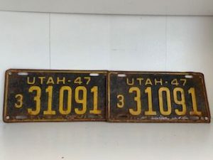 1947- Front and Back Old Utah License Plate