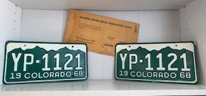 1968- Old Colorado License Plate