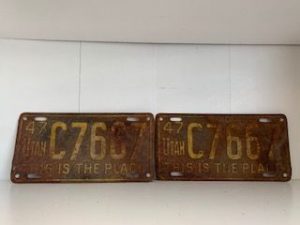 1947- Front and Back Old Utah Licence Plates
