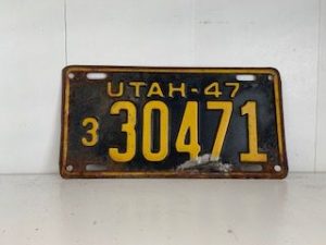 1947- Old Utah License Plate
