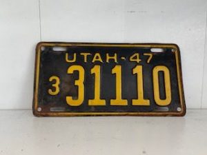 1947- Old Utah License Plate