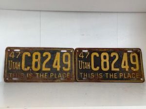 1947- Front and Back Old Utah Licence Plates