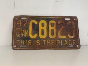 1947- Old Utah License Plate- This is the Place