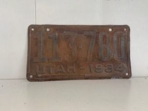 1934- Old Utah License Plate