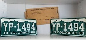 1966- Front and Back Old Colorado License Plate