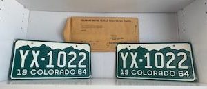 1964- Front and Back Old Colorado License Plates