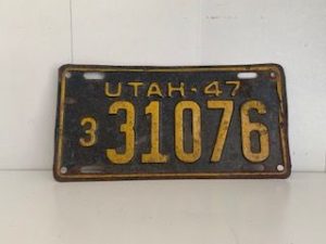 1947- Old Utah License Plate