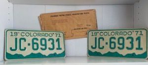 1971- Front and Back Old Colorado License Plate