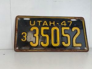 1947- Old Utah License Plate