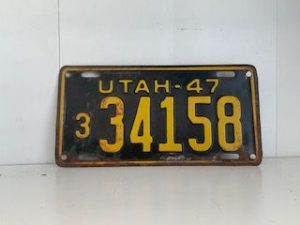 1947- Old Utah License Plate