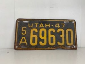 1947- Old Utah License Plate