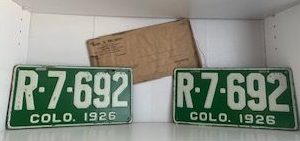 1926- Front and Back Old Colorado License Plates