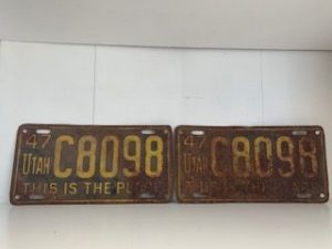 1947- Front and Back Old Utah License Plate
